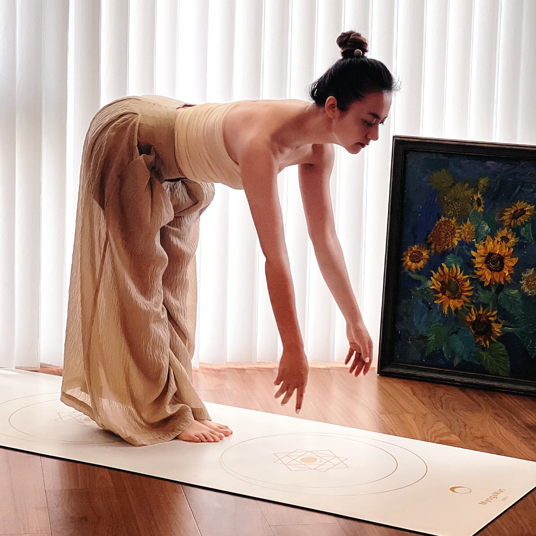 Aligned hot Flower Yoga Mat by Yantrart